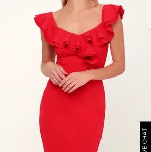 Red Ruffle Sleeve Dress